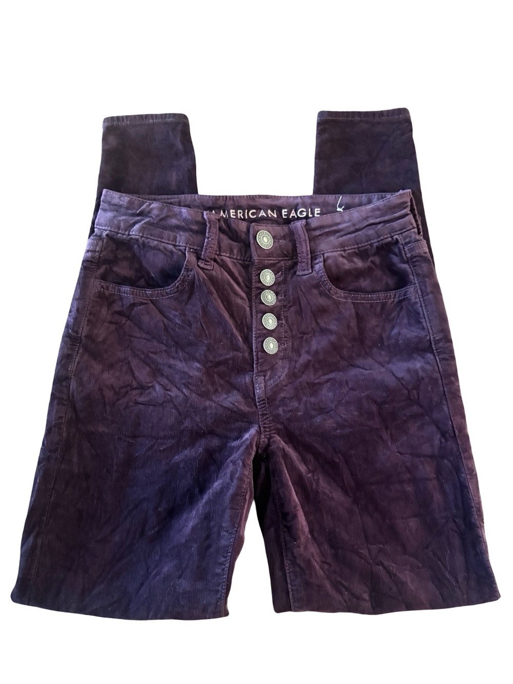 American Eagle Deep Purple Crushed Velvet High-Rise Jeggings Size 2S